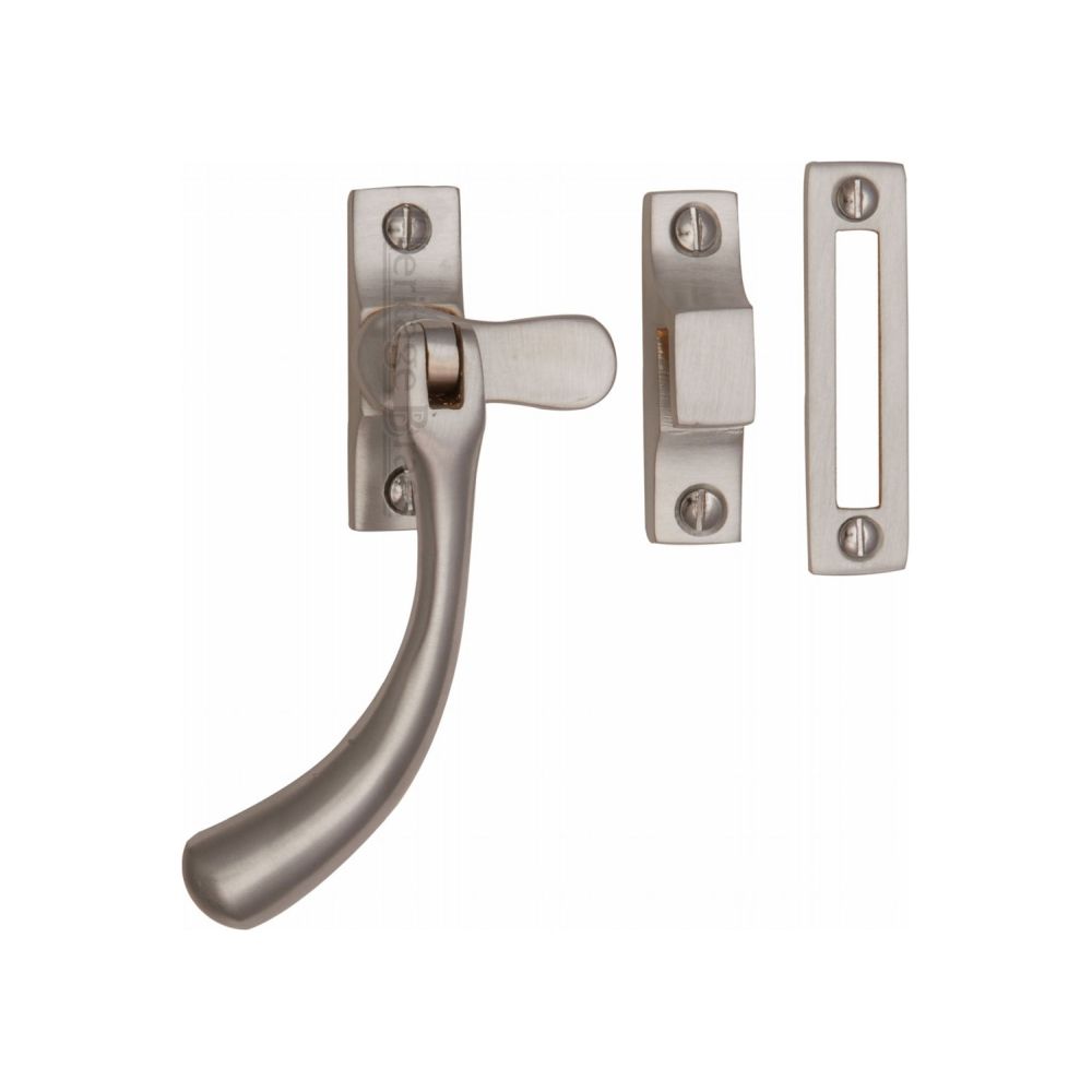 This is an image of a Heritage Brass - Casement Window Fastener Ball Design Satin Nickel Finish, v1008-mp-hp-sn that is available to order from T.H Wiggans Ironmongery in Kendal.