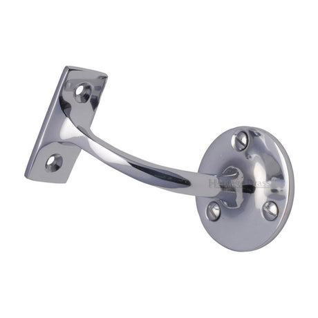 This is an image of a Heritage Brass - Handrail Bracket 3" Polished Chrome Finish, v1030-76-pc that is available to order from T.H Wiggans Ironmongery in Kendal.