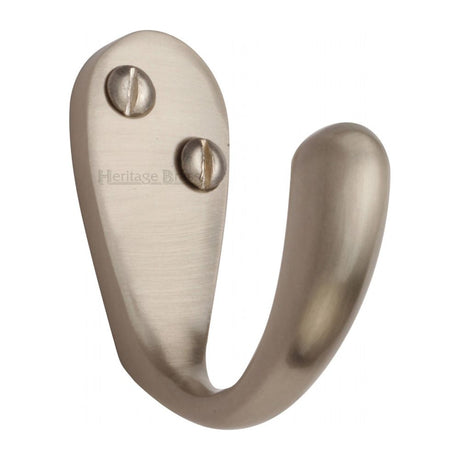 This is an image of a Heritage Brass - Single Robe Hook Satin Nickel Finish, v1040-sn that is available to order from T.H Wiggans Ironmongery in Kendal.