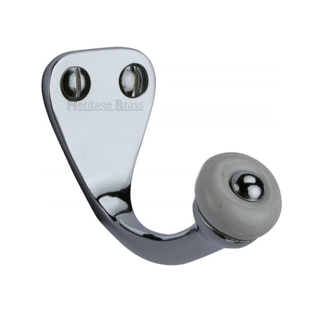 This is an image of a Heritage Brass - Single Robe Hook Polished Chrome Finish, v1044-pc that is available to order from T.H Wiggans Ironmongery in Kendal.