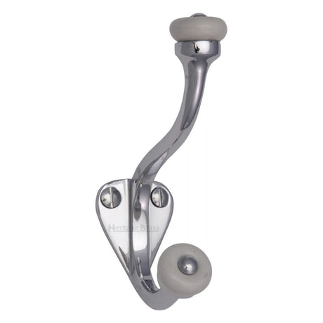 This is an image of a Heritage Brass - Hat & Coat Hook Polished Chrome Finish, v1048-pc that is available to order from T.H Wiggans Ironmongery in Kendal.