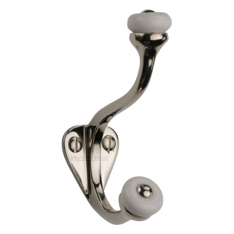 This is an image of a Heritage Brass - Hat & Coat Hook Polished Nickel Finish, v1048-pnf that is available to order from T.H Wiggans Ironmongery in Kendal.
