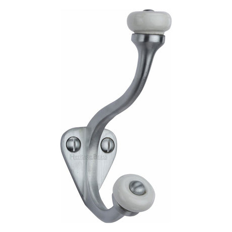 This is an image of a Heritage Brass - Hat & Coat Hook Satin Chrome Finish, v1048-sc that is available to order from T.H Wiggans Ironmongery in Kendal.