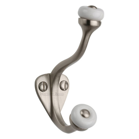This is an image of a Heritage Brass - Hat & Coat Hook Satin Nickel Finish, v1048-sn that is available to order from T.H Wiggans Ironmongery in Kendal.