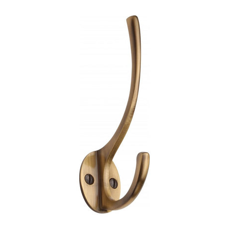 This is an image of a Heritage Brass - Hat & Coat Hook Antique Brass Finish, v1050-at that is available to order from T.H Wiggans Ironmongery in Kendal.