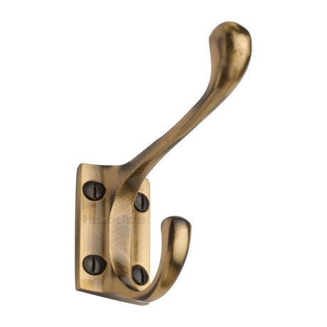 This is an image of a Heritage Brass - Hat & Coat Hook Antique Brass Finish, v1056-at that is available to order from T.H Wiggans Ironmongery in Kendal.