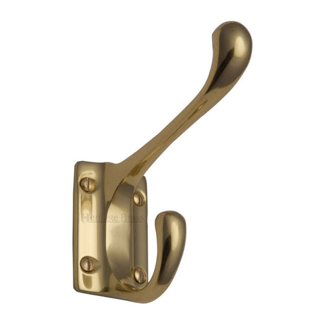 This is an image of a Heritage Brass - Hat & Coat Hook Polished Brass Finish, v1056-pb that is available to order from T.H Wiggans Ironmongery in Kendal.