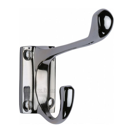 This is an image of a Heritage Brass - Hat & Coat Hook Polished Chrome Finish, v1056-pc that is available to order from T.H Wiggans Ironmongery in Kendal.