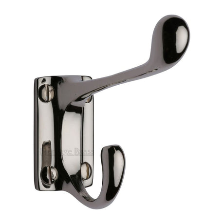 This is an image of a Heritage Brass - Hat & Coat Hook Polished Nickel Finish, v1056-pnf that is available to order from T.H Wiggans Ironmongery in Kendal.