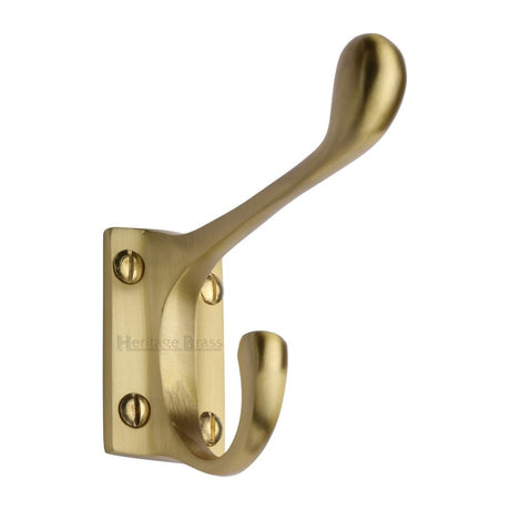 This is an image of a Heritage Brass - Hat & Coat Hook Satin Brass Finish, v1056-sb that is available to order from T.H Wiggans Ironmongery in Kendal.