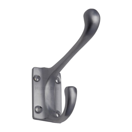This is an image of a Heritage Brass - Hat & Coat Hook Satin Chrome Finish, v1056-sc that is available to order from T.H Wiggans Ironmongery in Kendal.