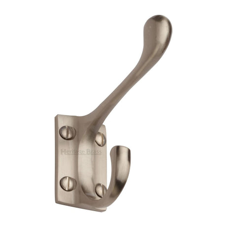 This is an image of a Heritage Brass - Hat & Coat Hook Satin Nickel Finish, v1056-sn that is available to order from T.H Wiggans Ironmongery in Kendal.