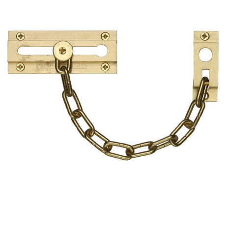 This is an image of a Heritage Brass - Door Chain Satin Brass Finish, v1070-sb that is available to order from T.H Wiggans Ironmongery in Kendal.