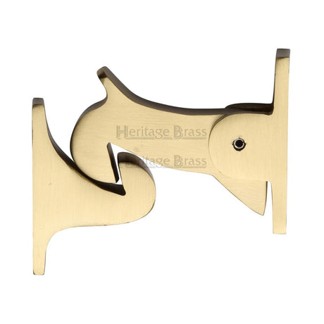 This is an image of a Heritage Brass - Door Holder Gravity Design Satin Brass Finish, v1074-sb that is available to order from T.H Wiggans Ironmongery in Kendal.