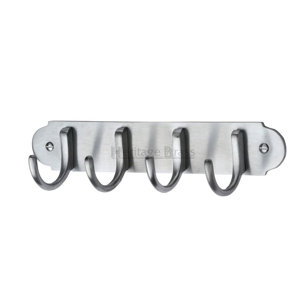 This is an image of a Heritage Brass - Coat Hooks on Plate Satin Chrome Finish, v1079-sc that is available to order from T.H Wiggans Ironmongery in Kendal.