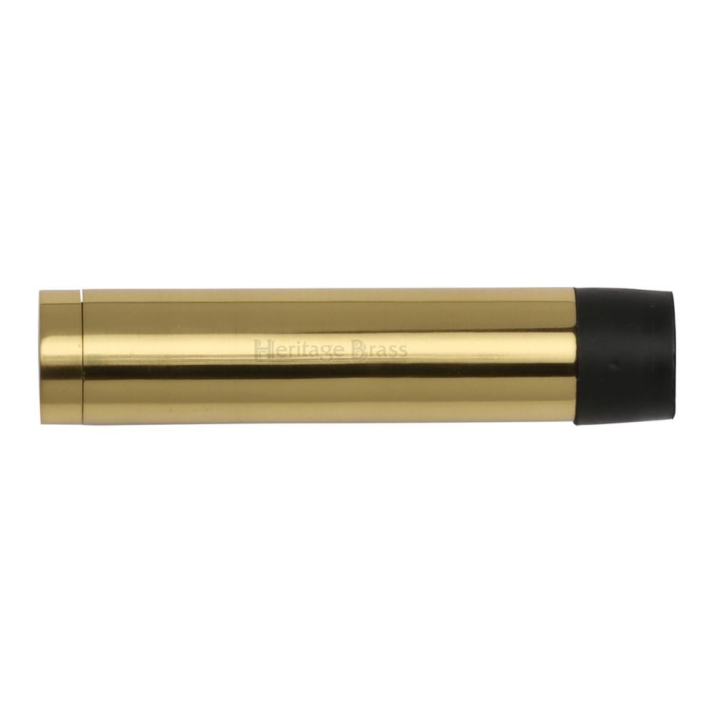 This is an image of a Heritage Brass - Cylindrical Door Stop Without Rose 76mm Polished Brass Finish, v1081-76-pb that is available to order from T.H Wiggans Ironmongery in Kendal.