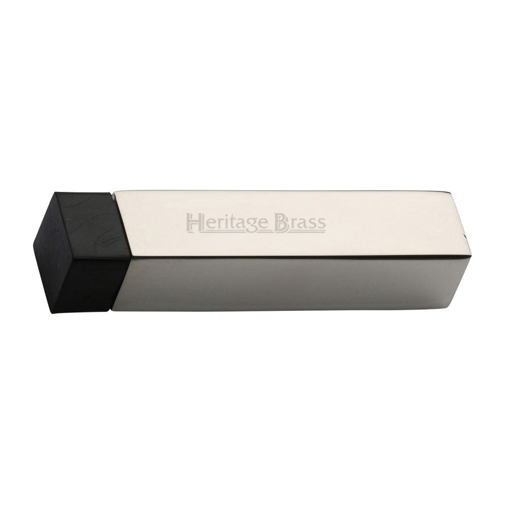 This is an image of a Heritage Brass - Door Stop Square Wall Mounted Design Polished Nickel Finish, v1084-pnf that is available to order from T.H Wiggans Ironmongery in Kendal.