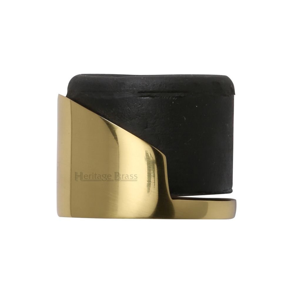 This is an image of a Heritage Brass - Door Stop Round Floor Mounted Design Polished Brass Finish, v1088-pb that is available to order from T.H Wiggans Ironmongery in Kendal.