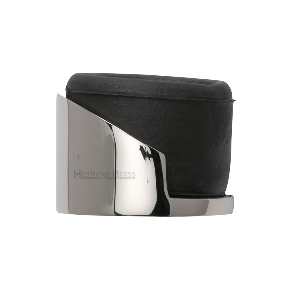 This is an image of a Heritage Brass - Door Stop Round Floor Mounted Design Polished Nickel Finish, v1088-pnf that is available to order from T.H Wiggans Ironmongery in Kendal.