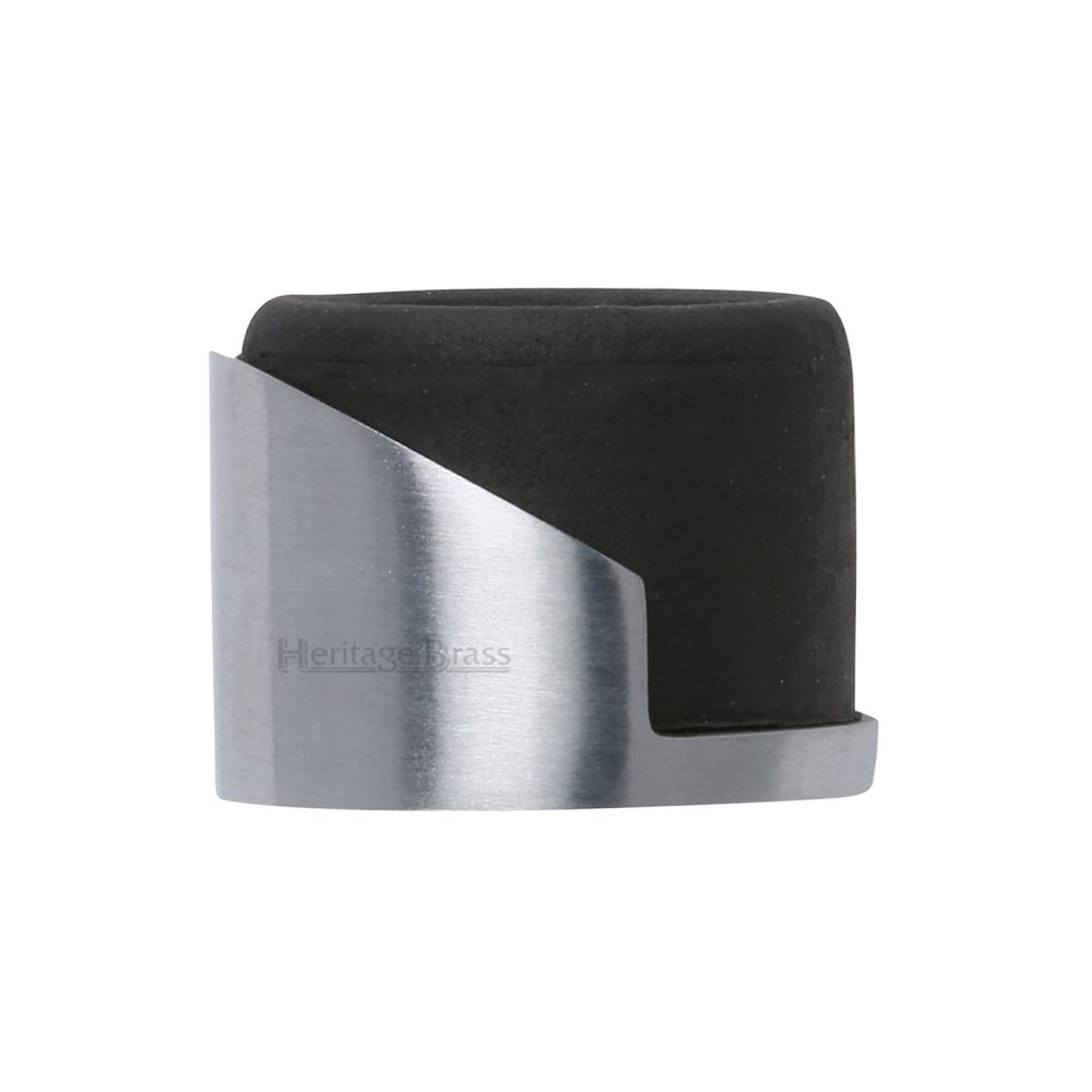 This is an image of a Heritage Brass - Door Stop Round Floor Mounted Design Satin Chrome Finish, v1088-sc that is available to order from T.H Wiggans Ironmongery in Kendal.