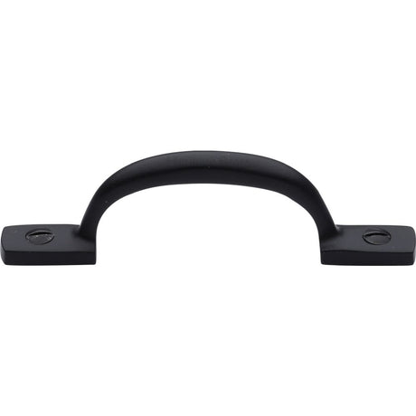 This is an image of a Heritage Brass - Pull Handle Russell Design 102mm Matt Black Finish, v1090-102-bkmt that is available to order from T.H Wiggans Ironmongery in Kendal.