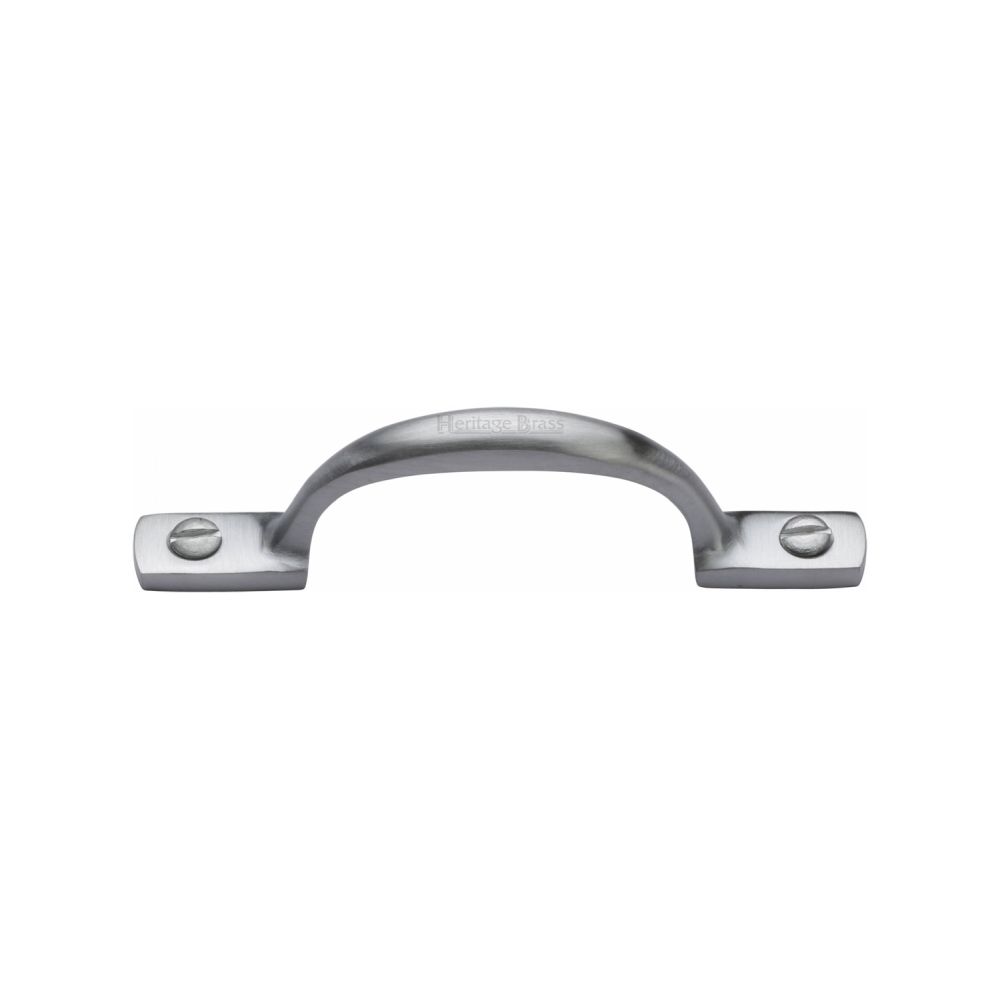 This is an image of a Heritage Brass - Pull Handle Russell Design 102mm Satin Chrome Finish, v1090-102-sc that is available to order from T.H Wiggans Ironmongery in Kendal.