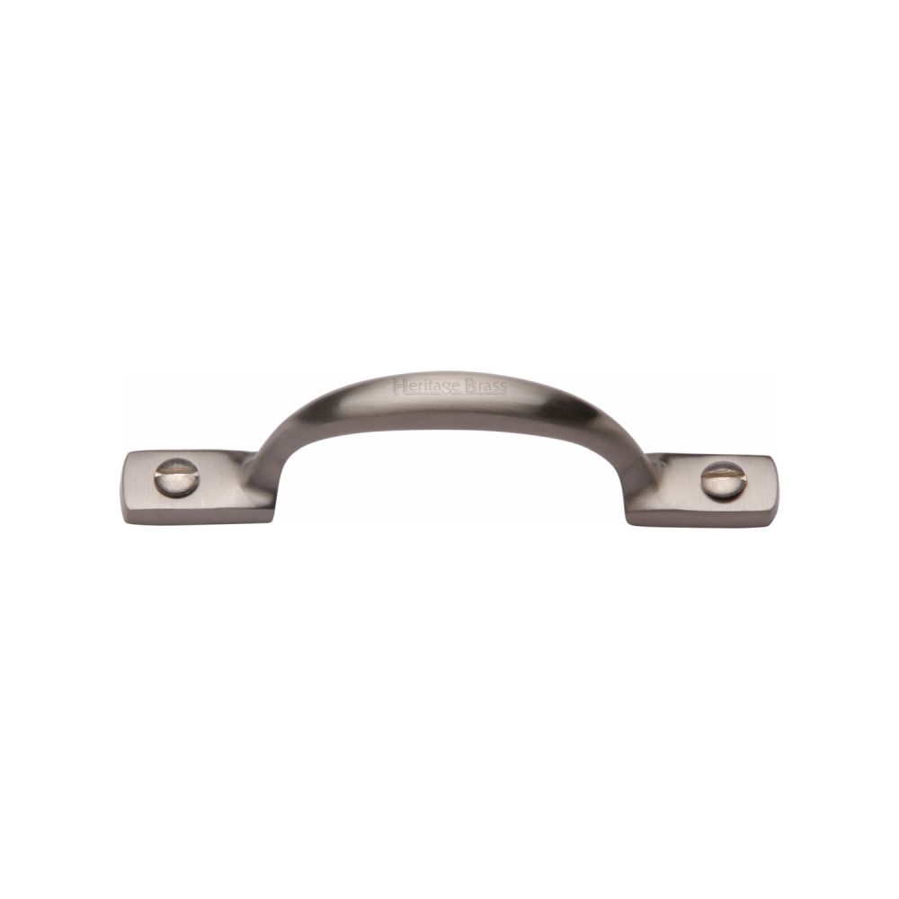 This is an image of a Heritage Brass - Pull Handle Russell Design 102mm Satin Nickel Finish, v1090-102-sn that is available to order from T.H Wiggans Ironmongery in Kendal.