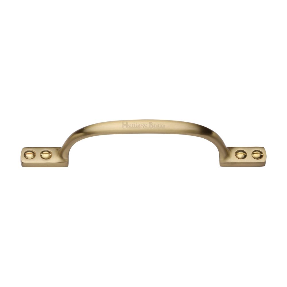 This is an image of a Heritage Brass - Pull Handle Russell Design 152mm Satin Brass Finish, v1090-152-sb that is available to order from T.H Wiggans Ironmongery in Kendal.