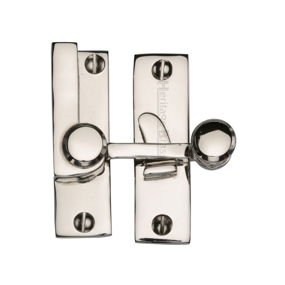 This is an image of a Heritage Brass - Sash Fastener Polished Nickel Finish, v1100-pnf that is available to order from T.H Wiggans Ironmongery in Kendal.