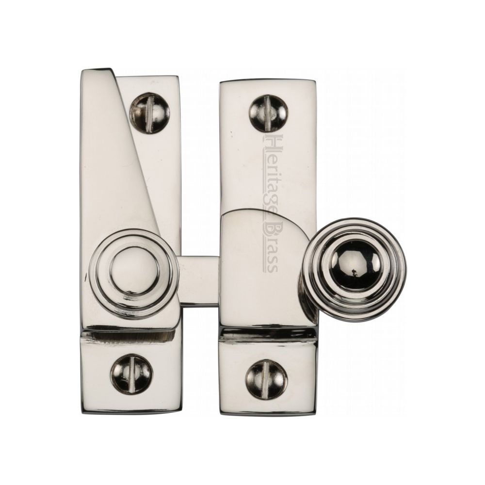 This is an image of a Heritage Brass - Sash Fastener Polished Nickel Finish, v1104-pnf that is available to order from T.H Wiggans Ironmongery in Kendal.