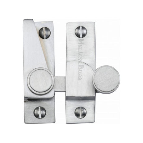 This is an image of a Heritage Brass - Sash Fastener Satin Chrome Finish, v1106-sc that is available to order from T.H Wiggans Ironmongery in Kendal.