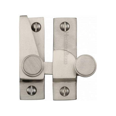 This is an image of a Heritage Brass - Sash Fastener Satin Nickel Finish, v1106-sn that is available to order from T.H Wiggans Ironmongery in Kendal.