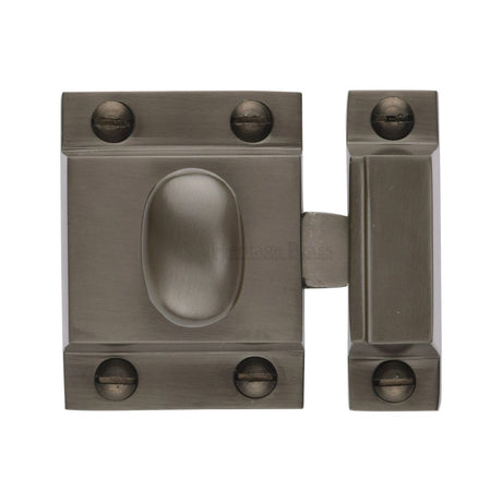 This is an image of a Heritage Brass - Cupboard Latch with Oval Turn Matt Bronze Finish, v1112-mb that is available to order from T.H Wiggans Ironmongery in Kendal.