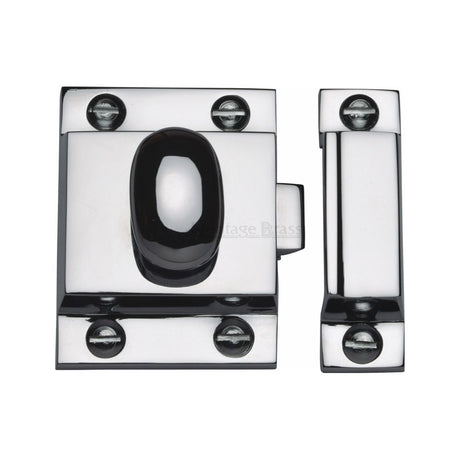 This is an image of a Heritage Brass - Cupboard Latch with Oval Turn Polished Chrome Finish, v1112-pc that is available to order from T.H Wiggans Ironmongery in Kendal.