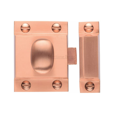 This is an image of a Heritage Brass - Cupboard Latch with Oval Turn Satin Rose Gold Finish, v1112-srg that is available to order from T.H Wiggans Ironmongery in Kendal.