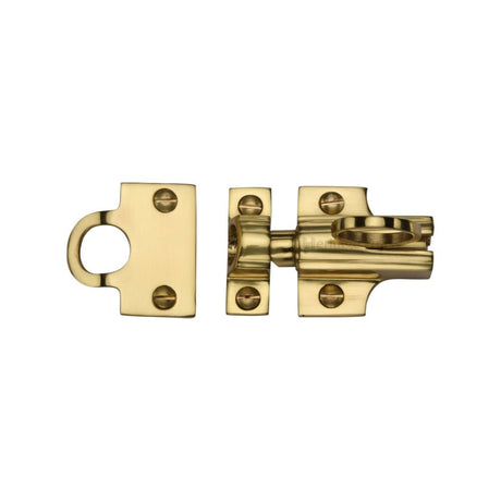 This is an image of a Heritage Brass - Fanlight Catch Polished Brass Finish, v1117-pb that is available to order from T.H Wiggans Ironmongery in Kendal.