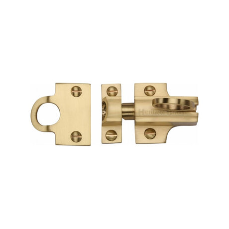 This is an image of a Heritage Brass - Fanlight Catch Satin Brass Finish, v1117-sb that is available to order from T.H Wiggans Ironmongery in Kendal.