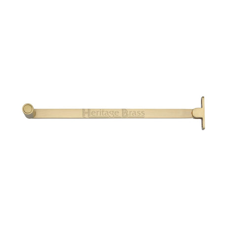 This is an image of a Heritage Brass - Roller Arm Stay 254mm Satin Brass Finish, v1119-10-sb that is available to order from T.H Wiggans Ironmongery in Kendal.