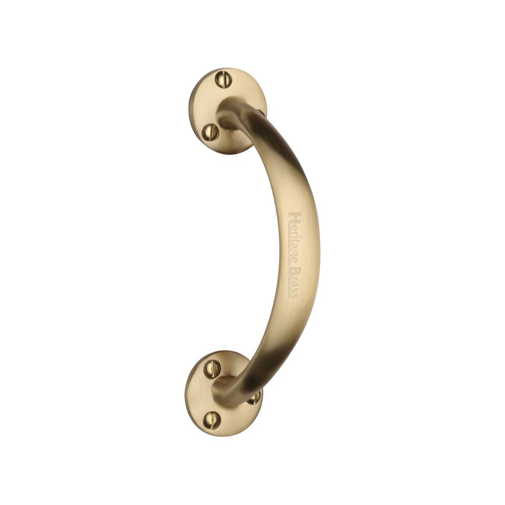 This is an image of a Heritage Brass - Pull Handle Satin Brass Finish, v1140-sb that is available to order from T.H Wiggans Ironmongery in Kendal.