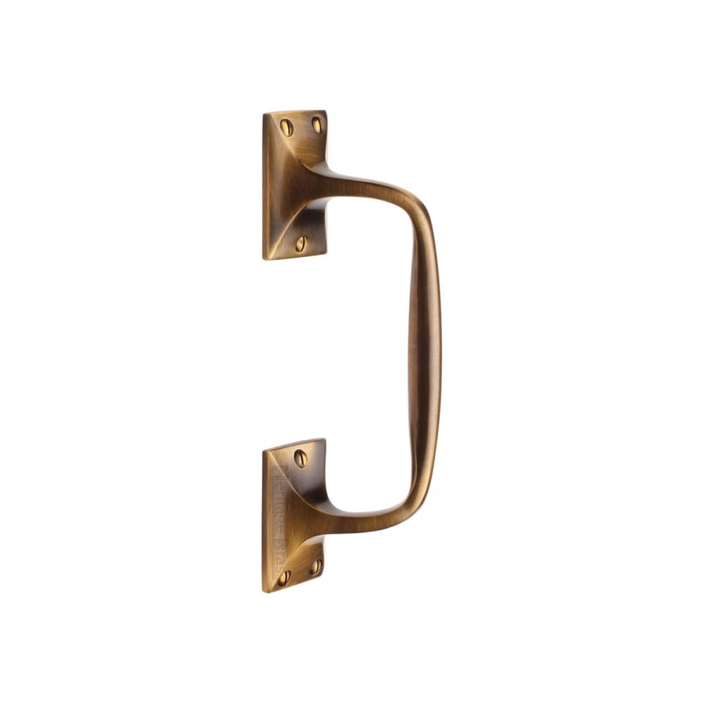 This is an image of a Heritage Brass - Door Pull Handle Cranked Design 8" Antique Brass Finish, v1150-202-at that is available to order from T.H Wiggans Ironmongery in Kendal.