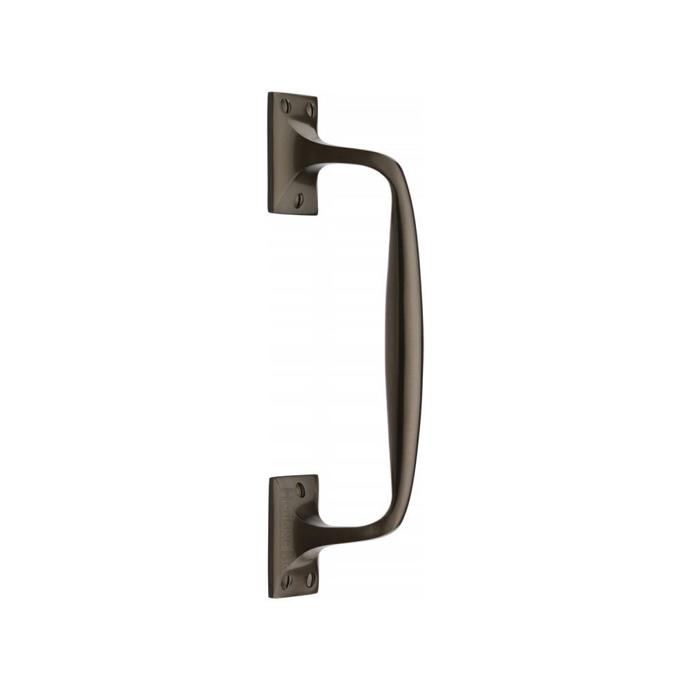 This is an image of a Heritage Brass - Door Pull Handle Cranked Design 10" Matt Bronze Finish, v1150-253-mb that is available to order from T.H Wiggans Ironmongery in Kendal.