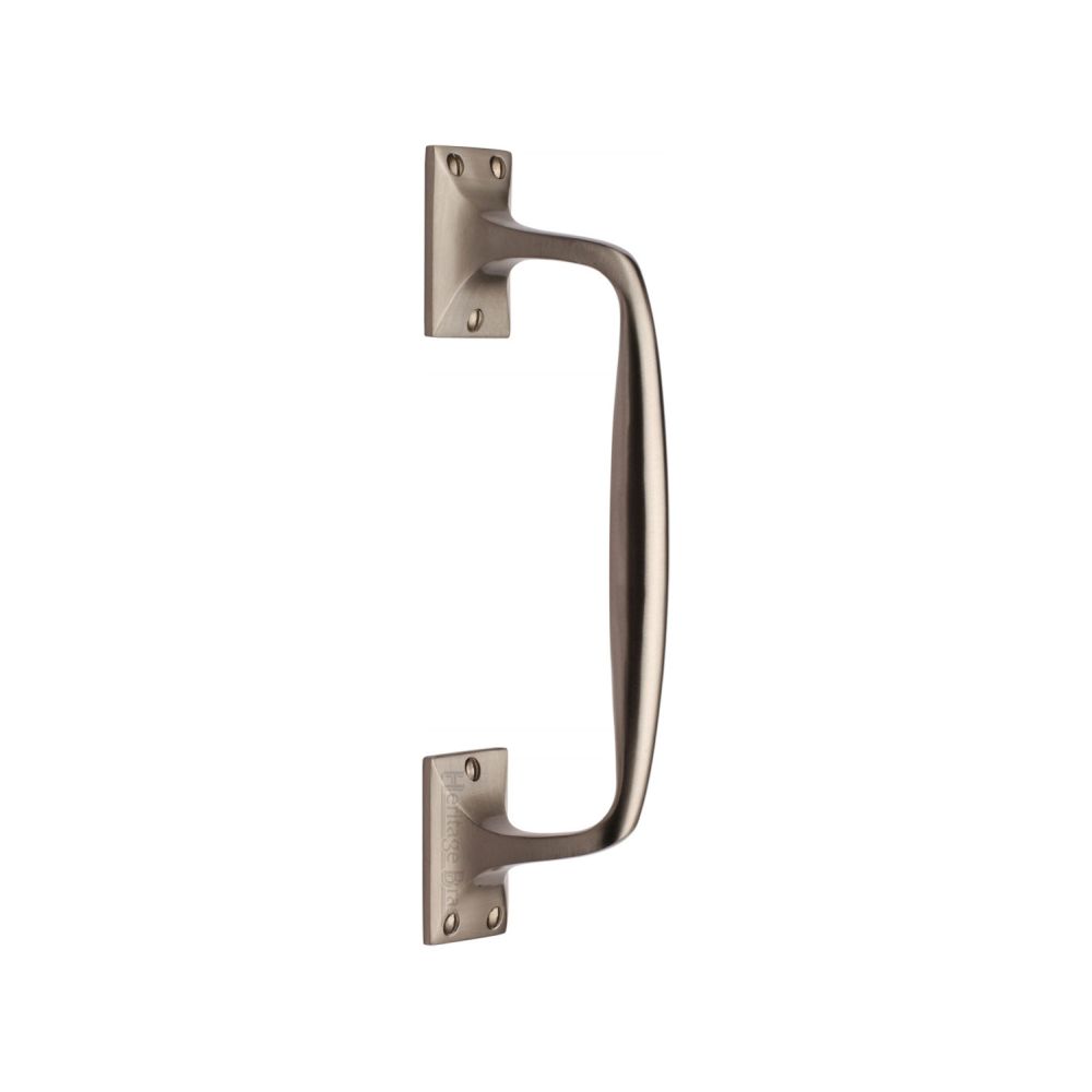 This is an image of a Heritage Brass - Door Pull Handle Cranked Design 10" Satin Nickel Finish, v1150-253-sn that is available to order from T.H Wiggans Ironmongery in Kendal.