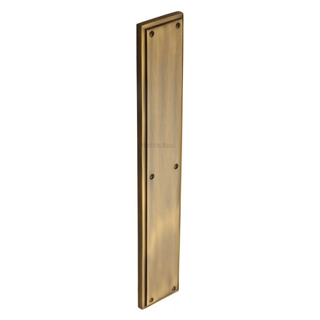 This is an image of a Heritage Brass - Fingerplate 462 x 76mm - Antique Brass Finish, v1166-at that is available to order from T.H Wiggans Ironmongery in Kendal.