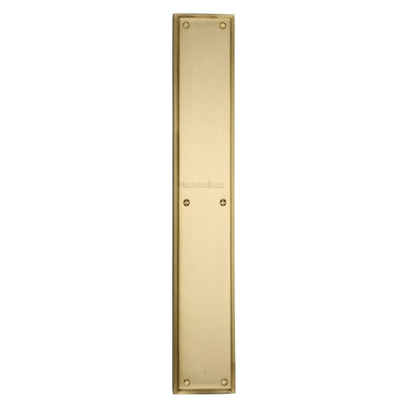 This is an image of a Heritage Brass - Fingerplate 462 x 76mm - Satin Brass Finish, v1166-sb that is available to order from T.H Wiggans Ironmongery in Kendal.