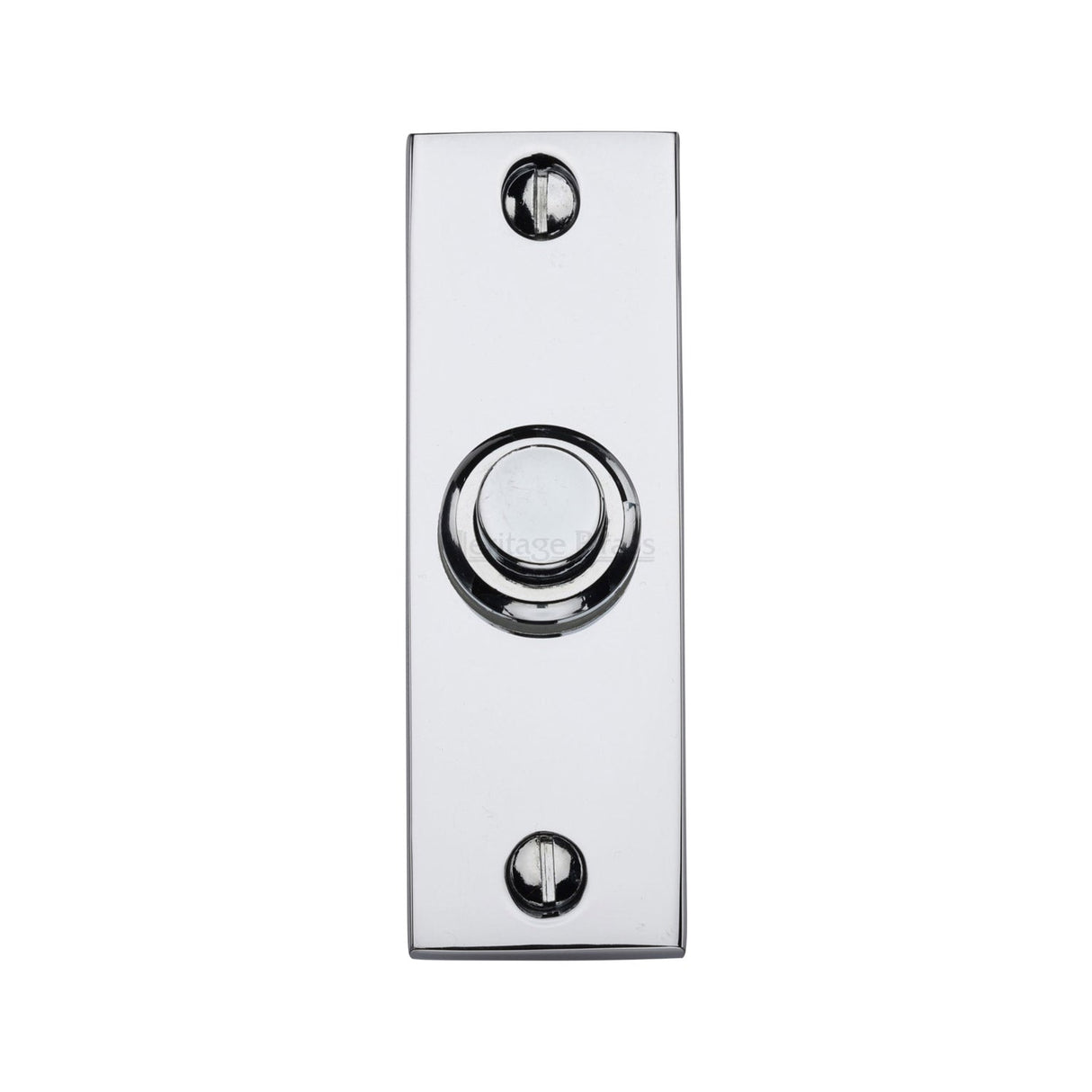 This is an image of a Heritage Brass - Rectangular Bell Push Polished Chrome finish, v1182-pc that is available to order from T.H Wiggans Ironmongery in Kendal.