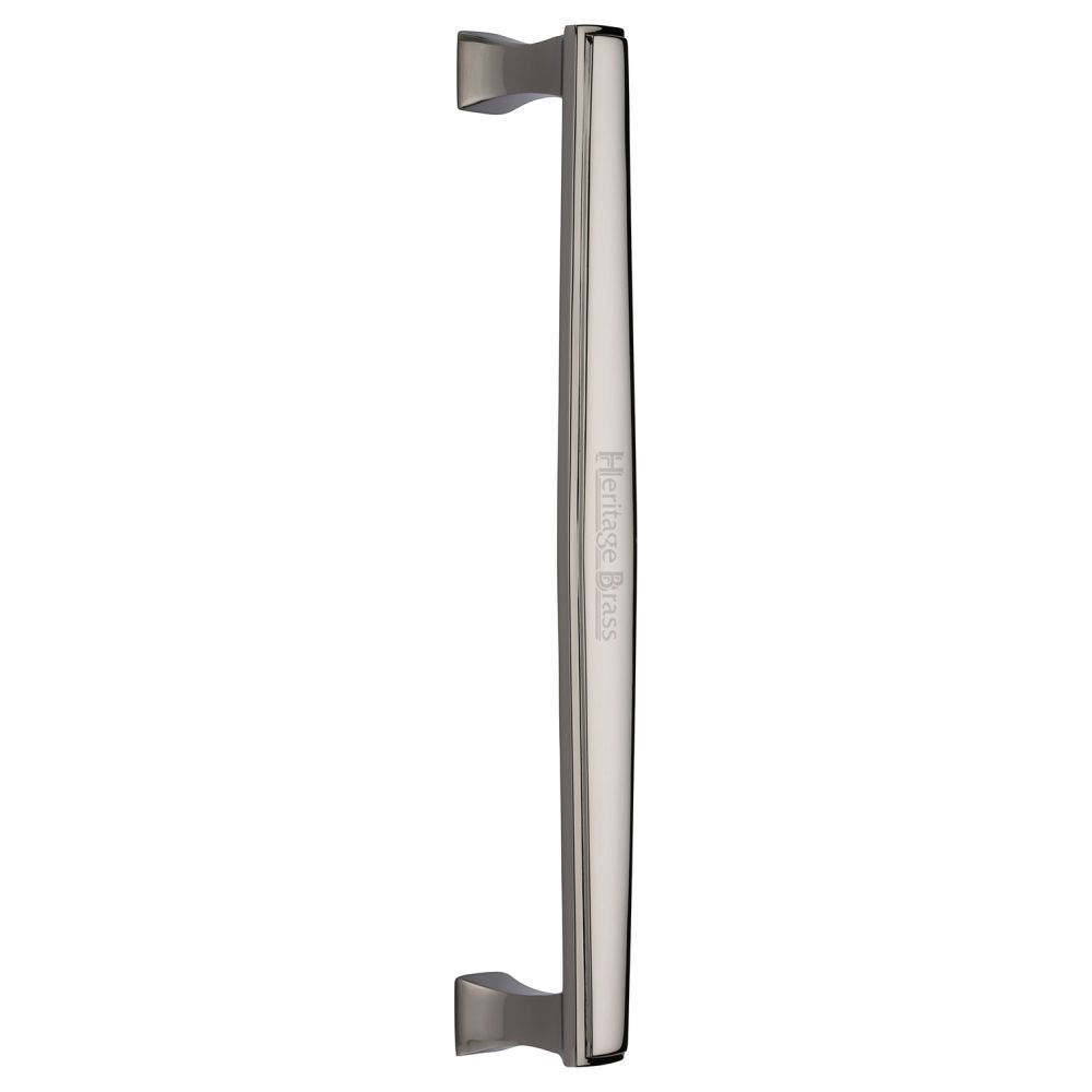 This is an image of a Heritage Brass - Door Pull Handle Deco Design 305mm Polished Nickel Finish, v1334-305-pnf that is available to order from T.H Wiggans Ironmongery in Kendal.