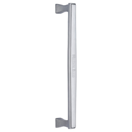 This is an image of a Heritage Brass - Door Pull Handle Deco Design 305mm Satin Chrome Finish, v1334-305-sc that is available to order from T.H Wiggans Ironmongery in Kendal.