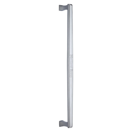 This is an image of a Heritage Brass - Door Pull Handle Deco Design 457mm Satin Chrome Finish, v1334-457-sc that is available to order from T.H Wiggans Ironmongery in Kendal.
