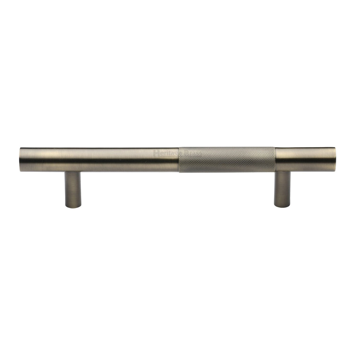 This is an image of a Heritage Brass - Door Pull Handle Bar Knurled Design 305mm Antique Brass Finish, v1365-305-at that is available to order from T.H Wiggans Ironmongery in Kendal.