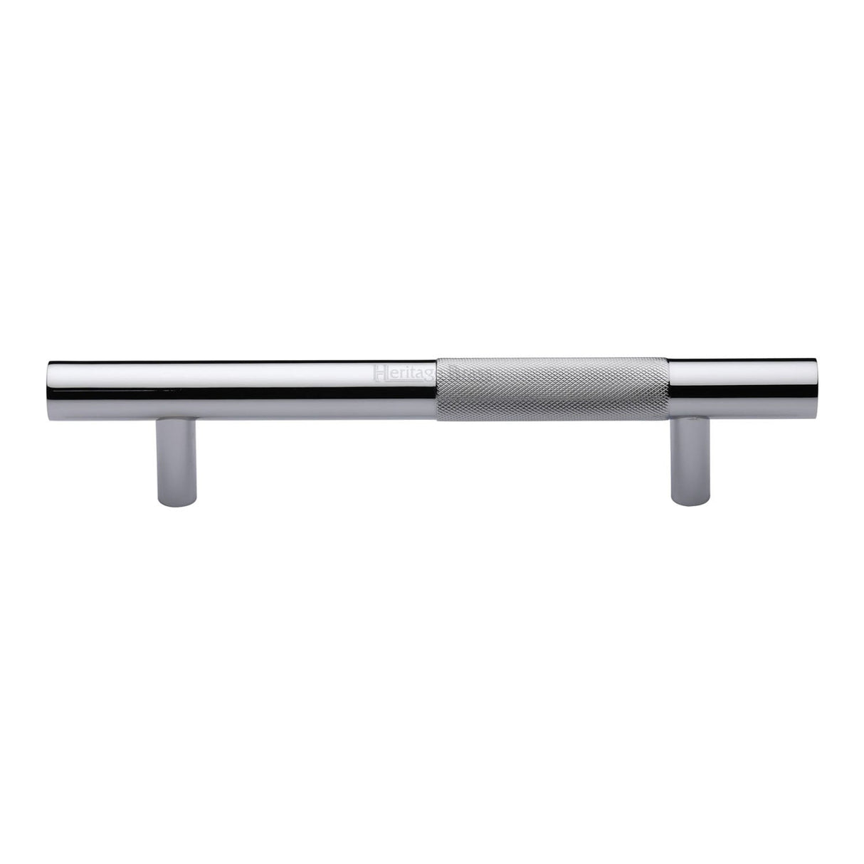 This is an image of a Heritage Brass - Door Pull Handle Bar Knurled Design 305mm Polished Chrome Finish, v1365-305-pc that is available to order from T.H Wiggans Ironmongery in Kendal.